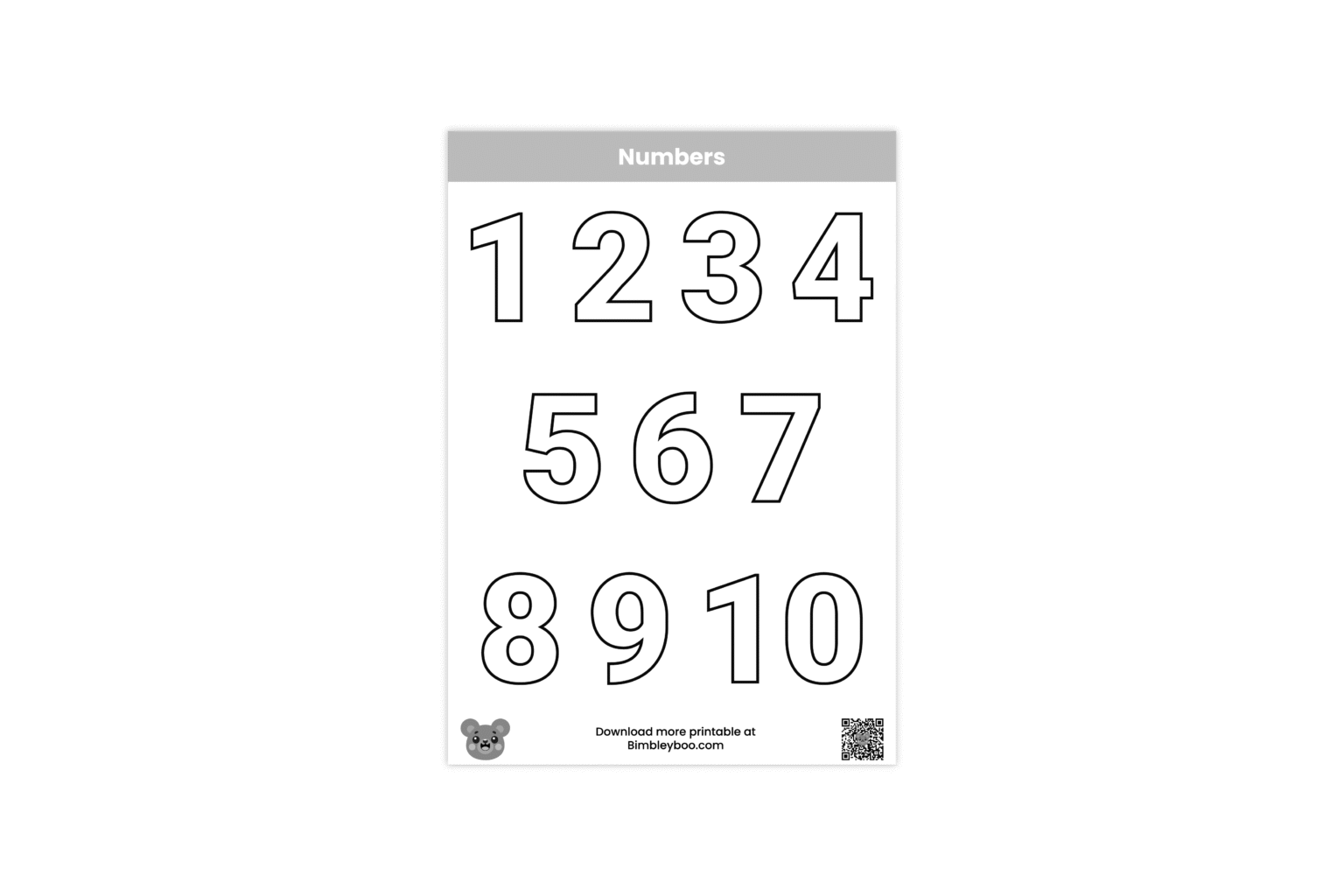 Bimbleyboo - Free Numbers 1-10 Coloring Page for Kids - Counting Printable
