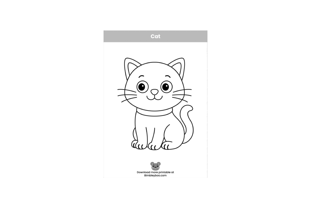 Cat Coloring Page for Kids - Free Pet Animal Printable