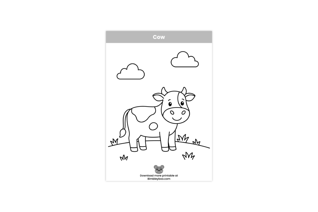 Cow Coloring Page for Kids - Free Farm Animal Printable