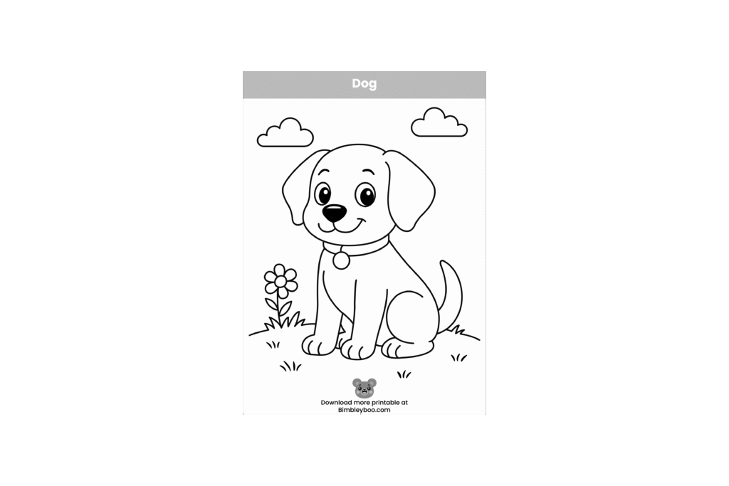Dog Coloring Page for Kids - Free Pet Animal Printable