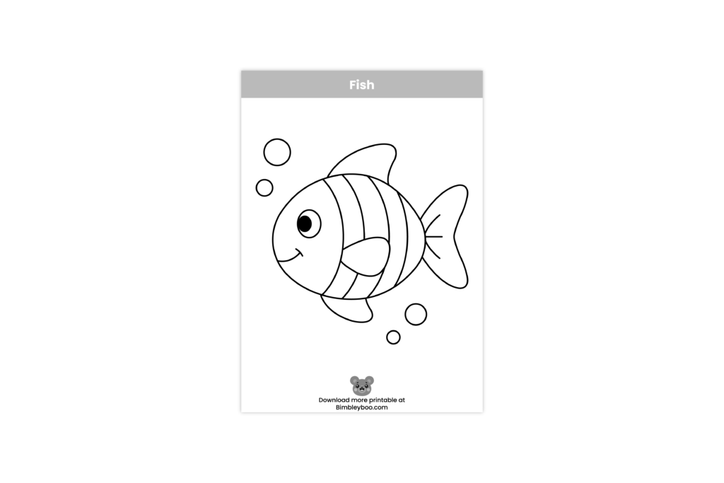 Fish Coloring Page for Kids - Free Pet Fish Printable
