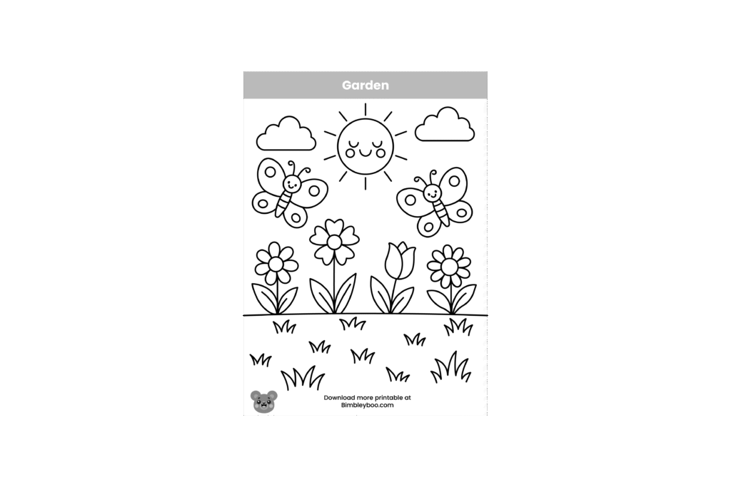 Garden Coloring Page for Kids - Free Printable Nature Coloring Sheet
