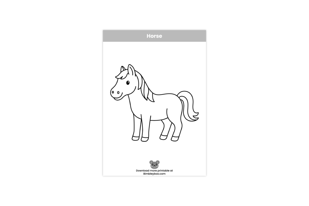 Horse Coloring Page for Kids - Free Farm Animal Printable