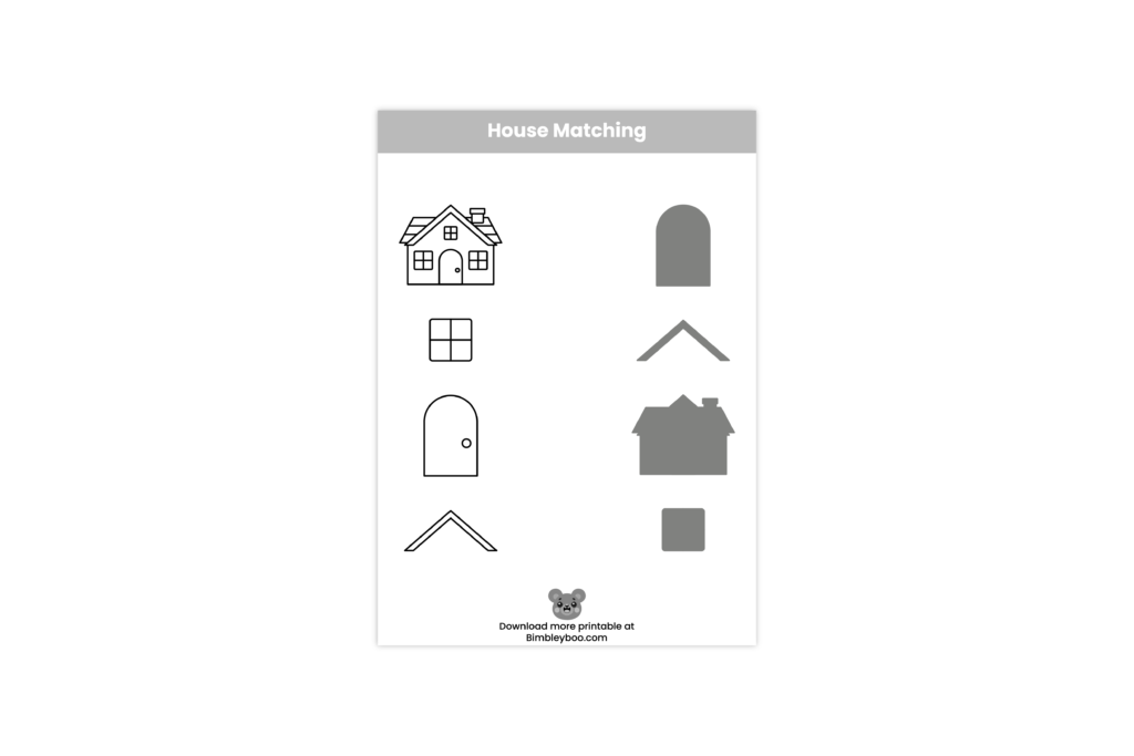 House Matching Worksheet for Kids - Free Printable Shadow Match Activity