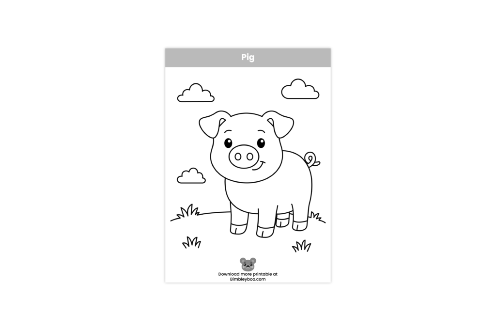 Pig coloring page for kids - free printable farm animal coloring sheet
