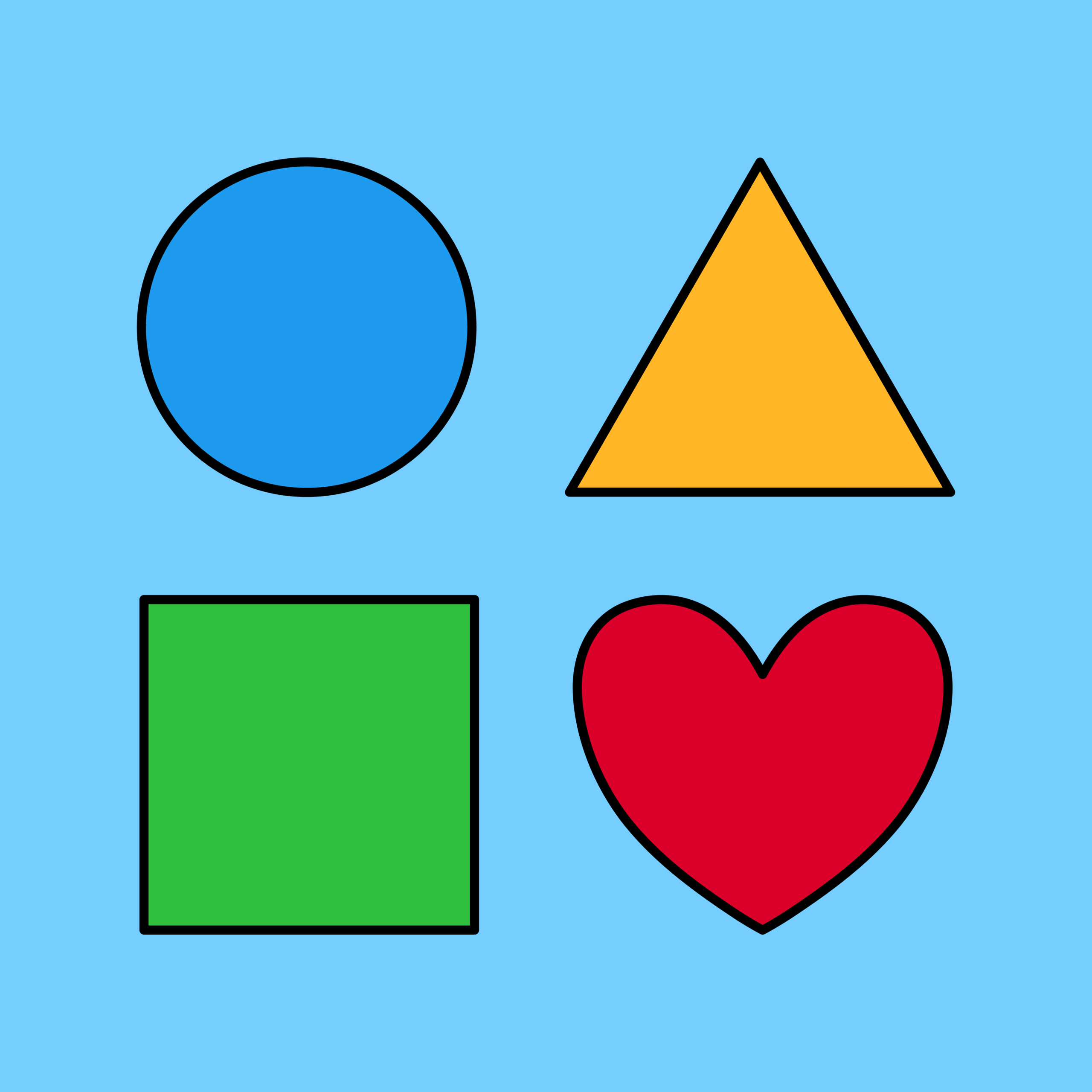 Shapes Coloring Pages for kids - circles, squares, triangles, and more printable shape activities