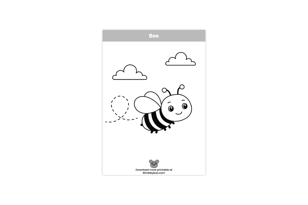 Bee coloring page for kids with a cute cartoon bee
