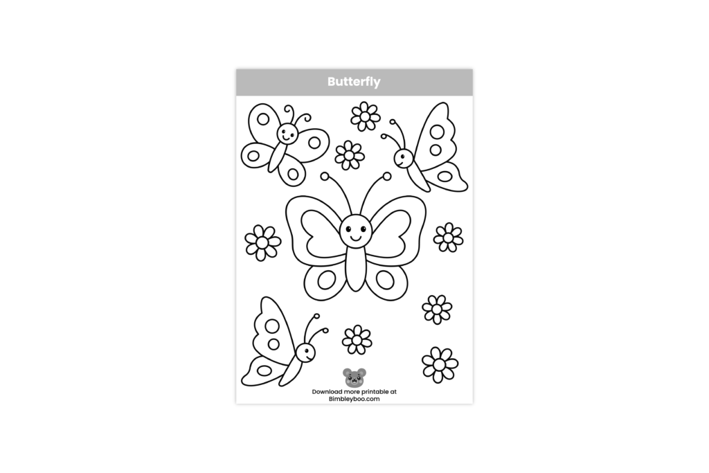 Butterfly coloring page for kids with a cute insect
