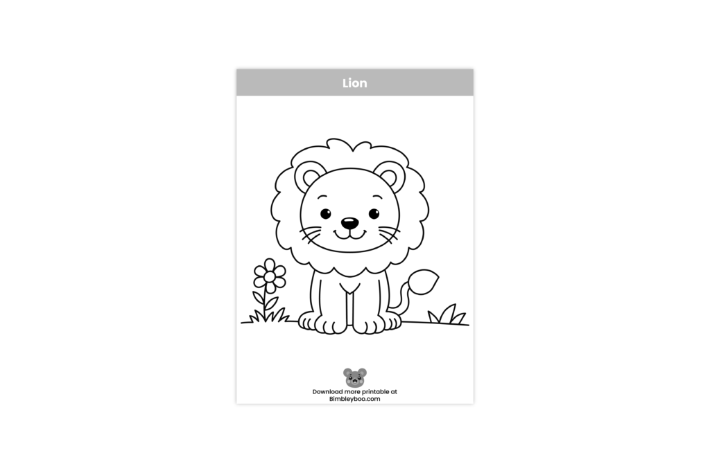 Lion coloring page for kids - cute wild animal printable