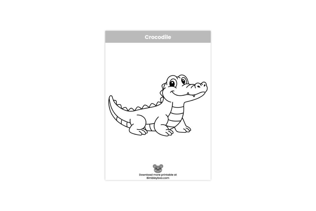 Crocodile coloring page for kids - cute wild animal printable