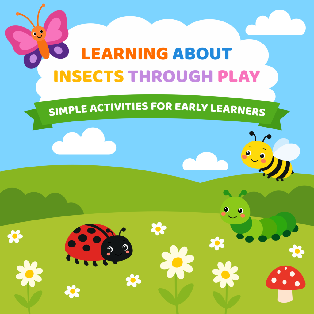 Learning about insects through play with coloring pages and matching activities for kids