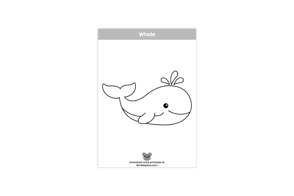 Whale coloring page for kids - cute ocean animal printable
