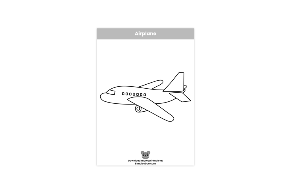 airplane coloring page for kids printable transportation worksheet