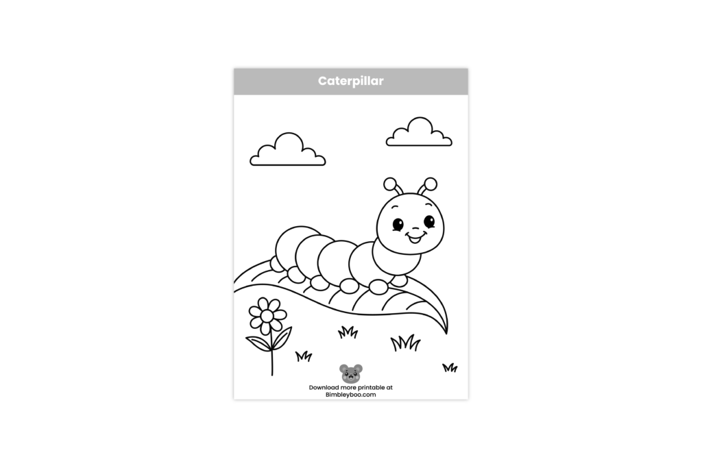 Cute caterpillar coloring page for kids