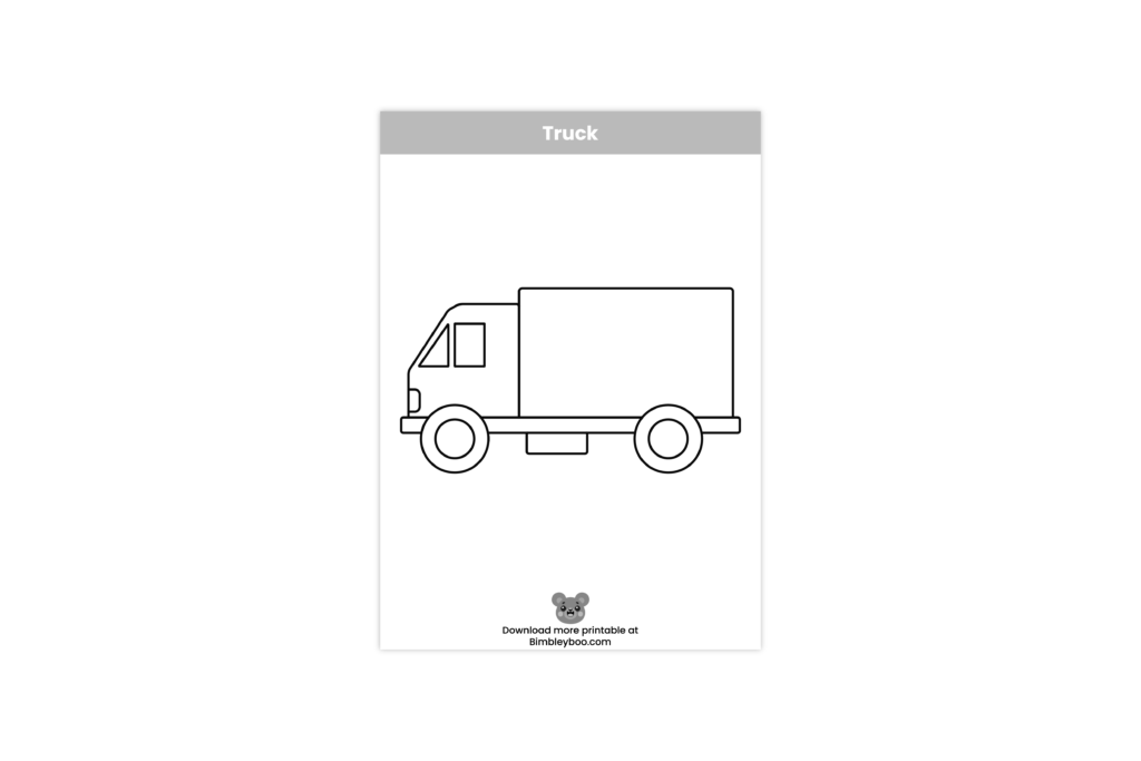 Truck coloring page for kids with a simple cartoon vehicle illustration