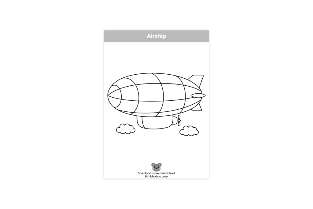 airship coloring page for kids printable flying vehicle