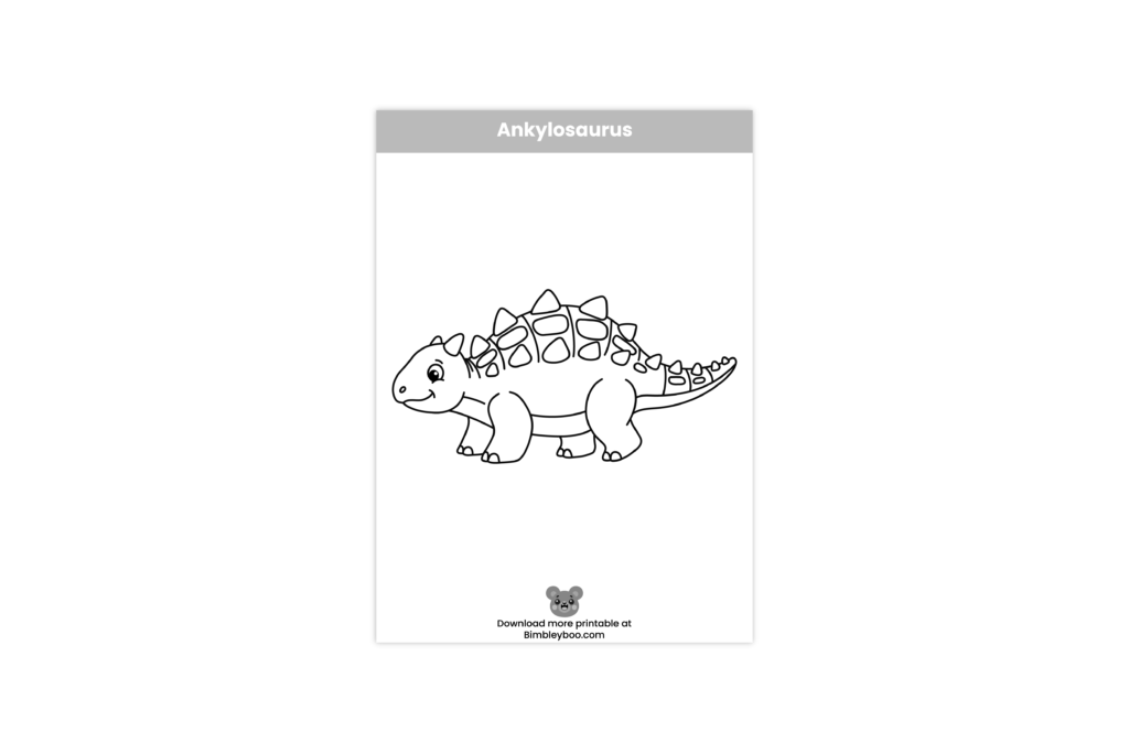Printable Ankylosaurus coloring page for preschool and kindergarten