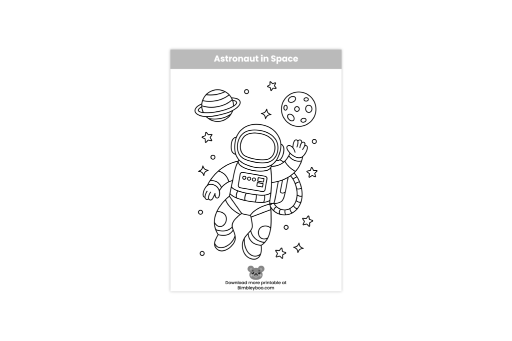 astronaut in space coloring page for kids printable