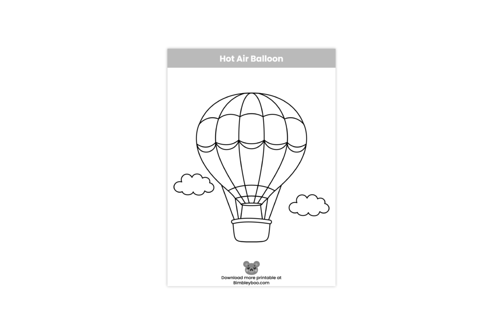 hot air balloon coloring page for kids printable flying vehicle