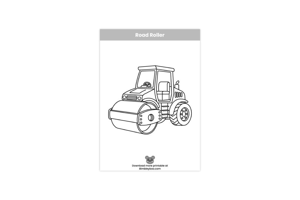 Printable road roller coloring page for kids construction vehicle activity