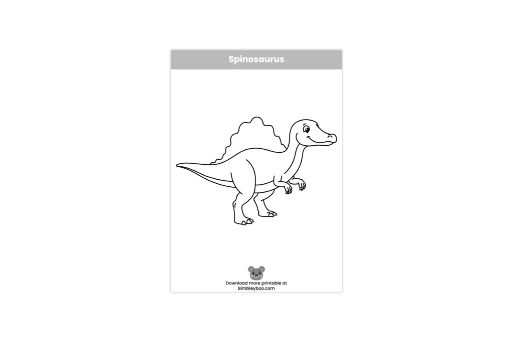 Printable Spinosaurus coloring page for preschool and kindergarten