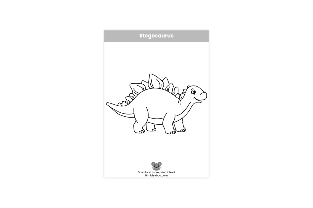 Stegosaurus dinosaur coloring page printable for preschool and kindergarten