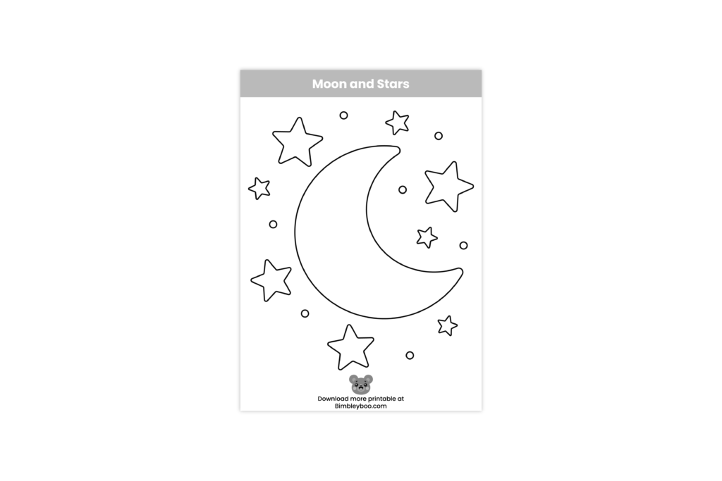 moon and stars coloring page for kids night sky printable